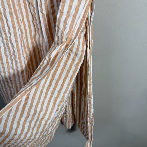 Topshop Textured Bandeau Beach Maxi Dress in Brown Stripe Women's 0-2 Seersucker - Picture 10 of 16